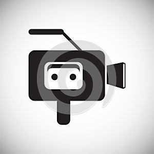 Cassete tape vide camera icon on white background for graphic and web design, Modern simple vector sign. Internet concept. Trendy