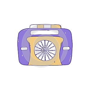 Cassette audio player retro. Vector hand drawn