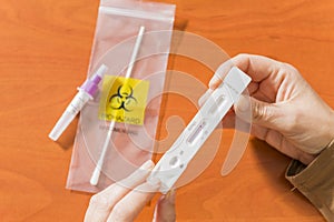 Cassette of Covid19 antigen test samples with negative result