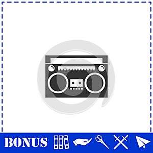 Cassette player icon flat