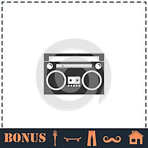 Cassette player icon flat