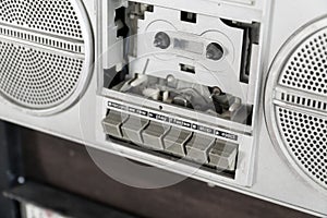 Cassette player silver retro or tapeplayer studio 90s stylish