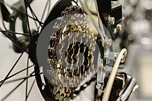 Cassette on the rear wheel of a mountain bike to change gears