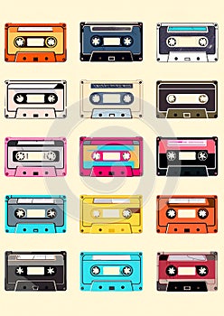 Cassette tape 90s retro nostalgic frame