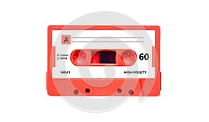 Cassette tape audio isolated on white background. Retro music and sound