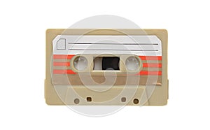 Cassette tape audio isolated on white background. Vintage music and sound, retro 80s song
