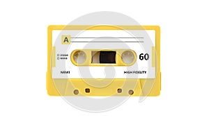 Cassette tape audio isolated on white background. Vintage music and sound, retro 80s song