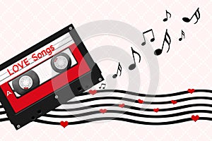 Cassette tape illustration with love song message