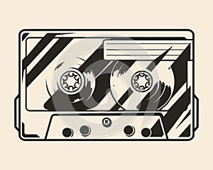 Cassette tape monochrome vintage element