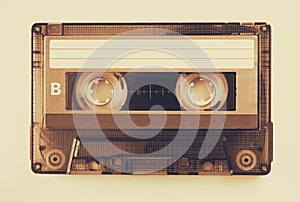 Cassette tape over solid background. vintage filtered