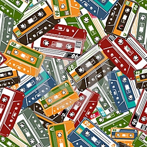 Cassette Tape Seamless pattern