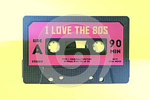 Cassette tape text vaporwave love 80s
