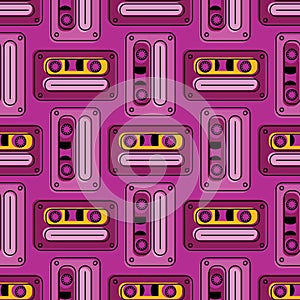 Cassette tapes retro seamless pattern