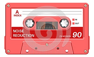 Cassette template. Retro media production tape side