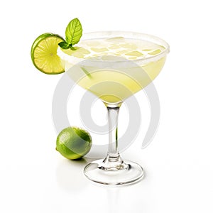 Cassic Margarita cocktail isolated on white background. Generative Ai