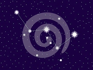 Cassiopeia constellation. Bright stars in the night sky. Vector