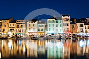 CASSIS, FRANCE - AUGUST 24 2016: Summer night view of the promenade of Cassis, a small touristic town in southern France near Mars