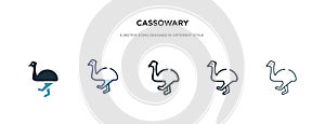 Cassowary icon in different style vector illustration. two colored and black cassowary vector icons designed in filled, outline,