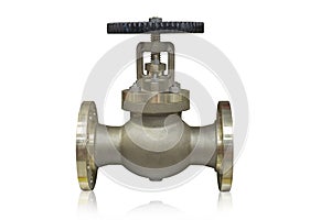 Cast brass globe valve used in oil and gas industry on white background