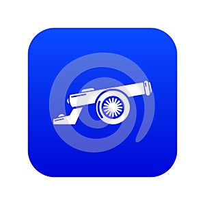 Cast-iron cannon icon blue vector