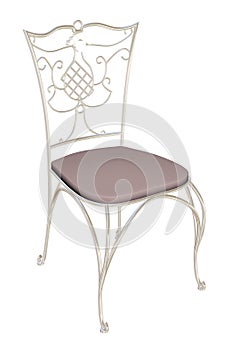 Cast-iron chair with padded seat, 3D illustration