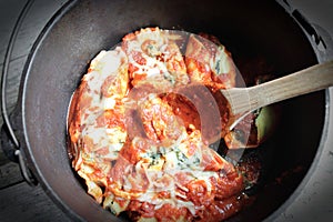 Cast Iron Dutch Oven Stuffed Shells Dinner