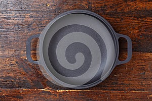 Cast-iron frying pan top view