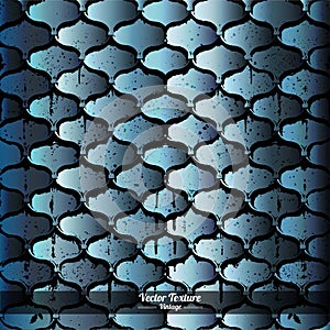 Cast iron grid background with blue grunge texture