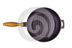 Cast iron grill pan isolated on a white background