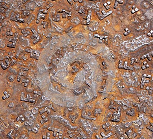 Cast iron Metal Rusty Sewer hatch as background are texture