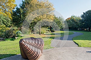 Cast iron rhomboid Neville Gable sculpture in Cheltenham, UK