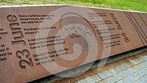 Cast iron sign detailing the events leading up to the Battle of Bannockburn