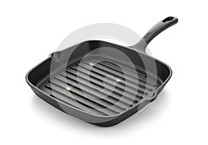 Cast iron square grill pan isolated on white background