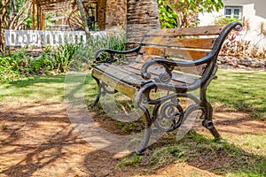 Cast iron wood slatted bench garden shade.CR2