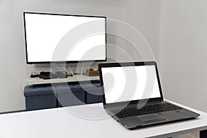 Cast laptop on a smart tv concept