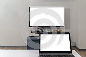 Cast laptop on a smart tv concept