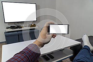 Cast smartphone on a tv concept