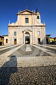 in the castano primo old church closed brick tower