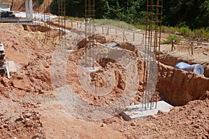 Casted pile cap at the construction site. It is part of the building foundation system.