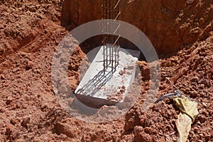 Casted pile cap at the construction site. It is part of the building foundation system.