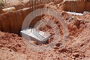 Casted pile cap at the construction site. It is part of the building foundation system.