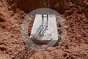 Casted pile cap at the construction site. It is part of the building foundation system.