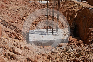 Casted pile cap at the construction site. It is part of the building foundation system.