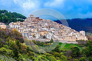 Castel del Monte town view in Gran Sasso National Park - Abruzzo region - Italy
