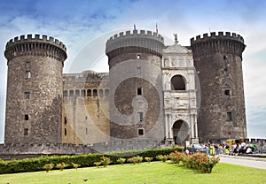 Castel nuovo (New Castle) or Castle of Maschio Angioino in Naples, Italy