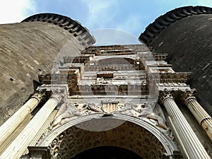 Castel Nuovo triumphal arch entrance in Naples, Italy