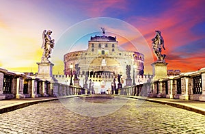 Castel Sant Angelo from bridge, Rome photo