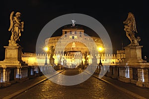 Castel Sant' Angelo night in Rome, Italy photo