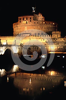 Castel Sant' Angelo night in Rome, Italy photo