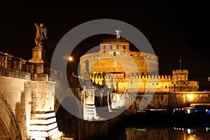 Castel Sant' Angelo night in Rome, Italy